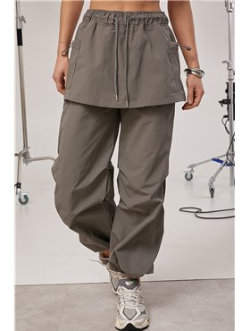 Жіночі штани з плащівки зі спідницею - сірий цвет, ONE SIZE (є розміри) 88230  фото - Luxbikini