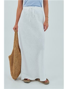 Лляна довга спідниця - білий цвет, L (є розміри) 28070  фото - Luxbikini
