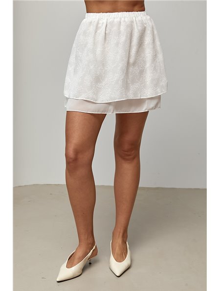 Коротка легка спідниця - білий цвет, ONE SIZE (є розміри) 66030  фото - Luxbikini