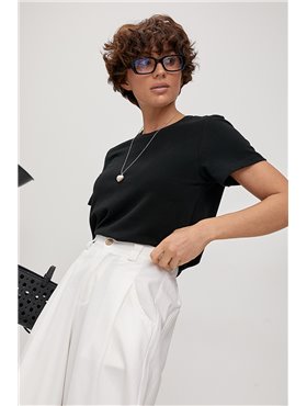 Однотонна трикотажна футболка - чорний цвет, ONE SIZE (є розміри) 00111  фото - Luxbikini