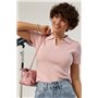 Укорочене в'язане поло - пудра цвет, ONE SIZE (є розміри) 3400  фото - Luxbikini