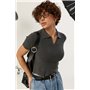 Укорочене в'язане поло - пудра цвет, ONE SIZE (є розміри) 3400  фото - Luxbikini