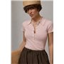 Однотонна в'язана футболка-поло - бежевий цвет, ONE SIZE (є розміри) 95050  фото - Luxbikini