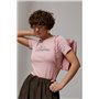 Жіноча футболка з вишитим написом і перлами - бежевий цвет, ONE SIZE (є розміри) 1148  фото - Luxbikini