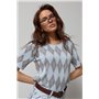 В'язана футболка з ромбами - блакитний цвет, ONE SIZE (є розміри) 12419  фото - Luxbikini