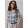 В'язана футболка з ромбами - блакитний цвет, ONE SIZE (є розміри) 12419  фото - Luxbikini
