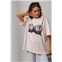 Оверсайз футболка з принтом корсета - пудра цвет, ONE SIZE (є розміри) 91623  фото - Luxbikini