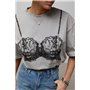 Оверсайз футболка з принтом корсета - пудра цвет, ONE SIZE (є розміри) 91623  фото - Luxbikini