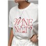 Вільна однотонна футболка з принтом і написом Wine not - білий цвет, M (є розміри) 86150  фото - Luxbikini