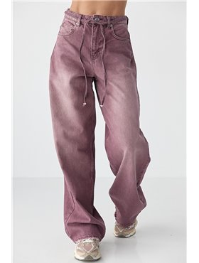 Кольорові джинси Baggy на зав'язках - бордо цвет, 38р (є розміри) 3694  фото - Luxbikini