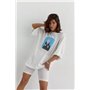Костюм з футболкою oversize та велосипедками - молочний цвет, S (є розміри) 1318  фото - Luxbikini