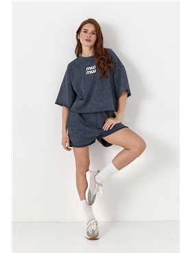 Спортивний костюм Miu Miu із шортами - темно-сірий цвет, L (є розміри) 234560  фото - Luxbikini