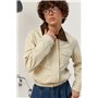 Котонова куртка з контрастним комірцем - бежевий цвет, ONE SIZE (є розміри) 8330  фото - Luxbikini