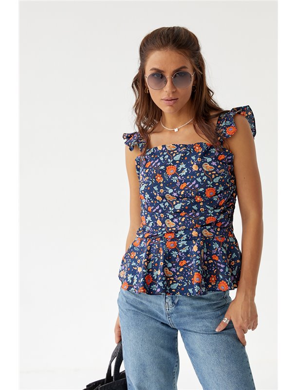 Стильна жіноча блузка YI MEI SI - синій цвет, L (є розміри) 9883-1 YI MEI SI фото - Luxbikini