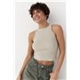 В'язана коротка майка в рубчик - бежевий цвет, ONE SIZE (є розміри) 24500  фото - Luxbikini