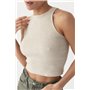 В'язана коротка майка в рубчик - бежевий цвет, ONE SIZE (є розміри) 24500  фото - Luxbikini