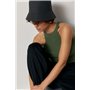 В'язана коротка майка в рубчик - бежевий цвет, ONE SIZE (є розміри) 24500  фото - Luxbikini