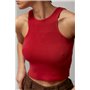 В'язана коротка майка в рубчик - бежевий цвет, ONE SIZE (є розміри) 24500  фото - Luxbikini
