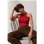 В'язана коротка майка в рубчик - бежевий цвет, ONE SIZE (є розміри) 24500  фото - Luxbikini