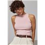 В'язана коротка майка в рубчик - бежевий цвет, ONE SIZE (є розміри) 24500  фото - Luxbikini