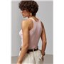 В'язана коротка майка в рубчик - бежевий цвет, ONE SIZE (є розміри) 24500  фото - Luxbikini