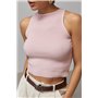 В'язана коротка майка в рубчик - бежевий цвет, ONE SIZE (є розміри) 24500  фото - Luxbikini