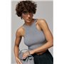 В'язана коротка майка в рубчик - бежевий цвет, ONE SIZE (є розміри) 24500  фото - Luxbikini