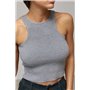 В'язана коротка майка в рубчик - бежевий цвет, ONE SIZE (є розміри) 24500  фото - Luxbikini