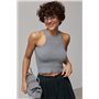 В'язана коротка майка в рубчик - бежевий цвет, ONE SIZE (є розміри) 24500  фото - Luxbikini