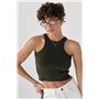 В'язана коротка майка в рубчик - бежевий цвет, ONE SIZE (є розміри) 24500  фото - Luxbikini