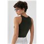 В'язана коротка майка в рубчик - бежевий цвет, ONE SIZE (є розміри) 24500  фото - Luxbikini