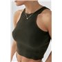 В'язана коротка майка в рубчик - бежевий цвет, ONE SIZE (є розміри) 24500  фото - Luxbikini