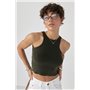 В'язана коротка майка в рубчик - бежевий цвет, ONE SIZE (є розміри) 24500  фото - Luxbikini