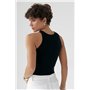 В'язана коротка майка в рубчик - бежевий цвет, ONE SIZE (є розміри) 24500  фото - Luxbikini