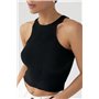 В'язана коротка майка в рубчик - бежевий цвет, ONE SIZE (є розміри) 24500  фото - Luxbikini