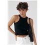 В'язана коротка майка в рубчик - бежевий цвет, ONE SIZE (є розміри) 24500  фото - Luxbikini