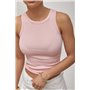 Приталена однотонна майка в рубчик - бежевий цвет, ONE SIZE (є розміри) 2387  фото - Luxbikini