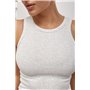 Приталена однотонна майка в рубчик - бежевий цвет, ONE SIZE (є розміри) 2387  фото - Luxbikini