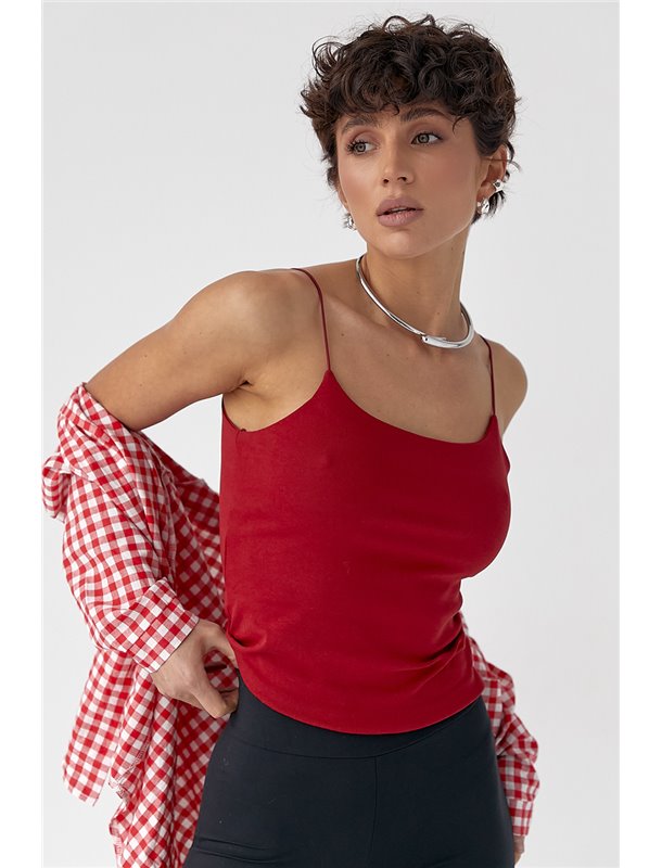 Однотонна майка на тонких бретелях - червоний цвет, ONE SIZE (є розміри) 6751 фото - Luxbikini