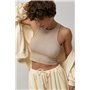 Коротка майка-борцовка в рубчик - бежевий цвет, ONE SIZE (є розміри) 3070  фото - Luxbikini