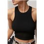 Коротка майка-борцовка в рубчик - бежевий цвет, ONE SIZE (є розміри) 3070  фото - Luxbikini