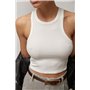 Коротка майка-борцовка в рубчик - бежевий цвет, ONE SIZE (є розміри) 3070  фото - Luxbikini