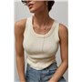 В'язана однотонна майка в рубчик - кремовий цвет, ONE SIZE (є розміри) 2560  фото - Luxbikini