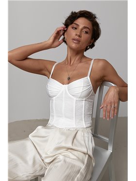 Розкішний мереживний корсет на бретелях - білий цвет, S (є розміри) 8191  фото - Luxbikini