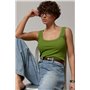 Довга однотонна майка в рубчик - зелений цвет, ONE SIZE (є розміри) 71855  фото - Luxbikini