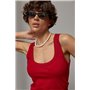 Довга однотонна майка в рубчик - зелений цвет, ONE SIZE (є розміри) 71855  фото - Luxbikini