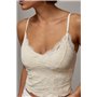 Мереживна коротка майка на бретелях - кремовий цвет, ONE SIZE (є розміри) 10189  фото - Luxbikini