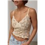 Мереживна коротка майка на бретелях - кремовий цвет, ONE SIZE (є розміри) 10189  фото - Luxbikini