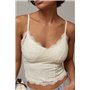 Мереживна коротка майка на бретелях - кремовий цвет, ONE SIZE (є розміри) 10189  фото - Luxbikini