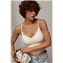 Мереживна коротка майка на бретелях - кремовий цвет, ONE SIZE (є розміри) 10189  фото - Luxbikini